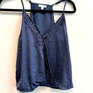 Love on a Hanger Navy Beaded Spaghetti Strap Top NWT Small